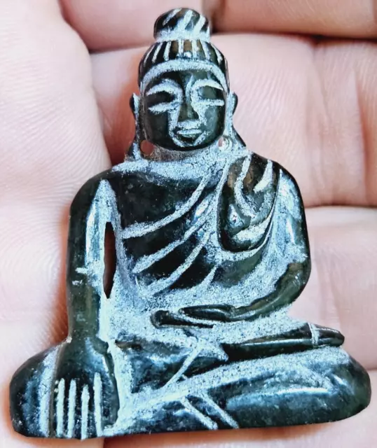 Schwarz Grüner Jade ? Buddha China Jade ? Figur Buddha Statue Skulptur ?