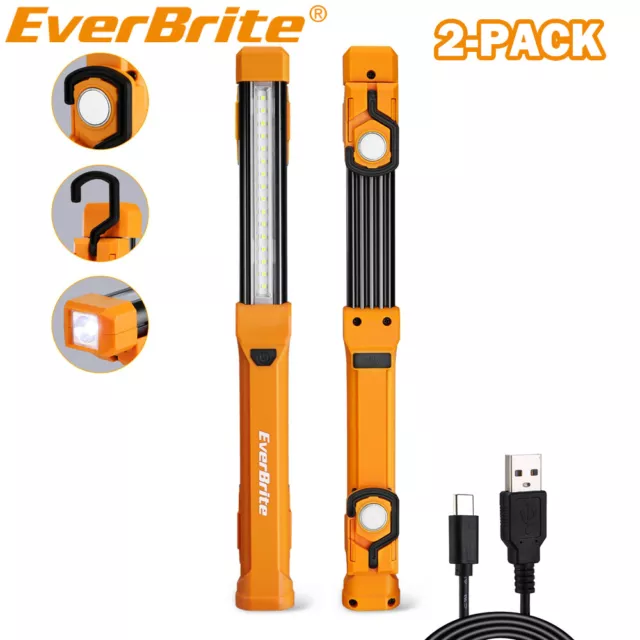 EverBrite 2-PACK 1000LM LED Work Light Rechargeable Work Light  4 Lighting Modes