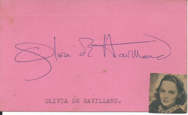 OLIVIA de HAVILLAND GONE WITH THE WIND GWTW VINTAGE HAND SIGNED CARD