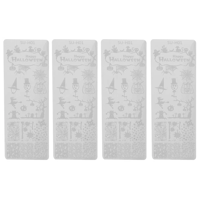 4 PIEZAS plantillas de uñas plantillas de sello calabazas placas de sello de uñas