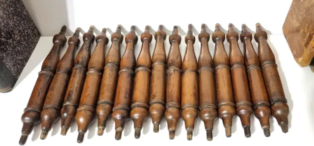 15 turned walnut spindle Antique French salvaged baluster column Furniture 9"9