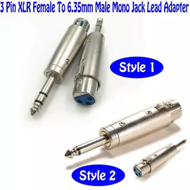 3-Pin XLR Female to 1/4 6.35mm Stereo Male Plug TRS Audio Cable Cord Mic Adap Ni