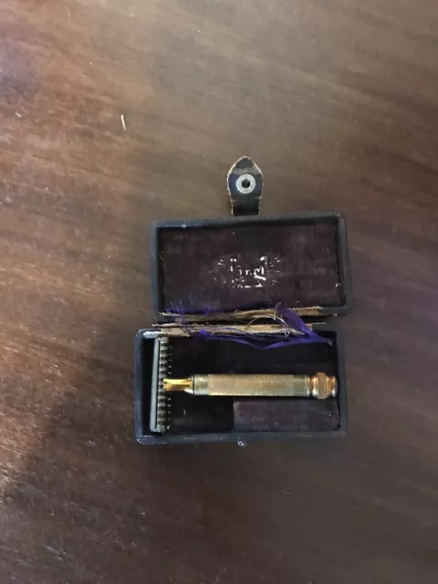Gillette Ball End Tech Gold Vintage Double Edge Safety Razor With Case