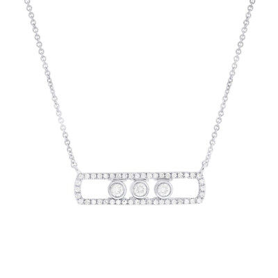 14K or Blanc Glissant Diamant Barre Pendentif Collier Femmes 0.24CT Coupe Ronde