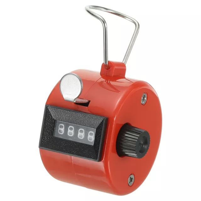 Clicker Counter 4-Digit Hand Tally Counter Mechanical Click Counter Red