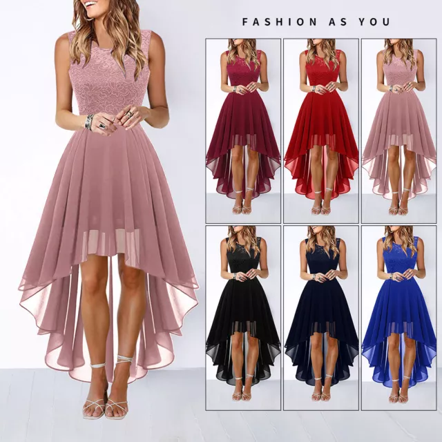 Damen Spitze Cocktailkleid Brautjungfer Partykleid Ärmellos Abendkleid Ballkleid