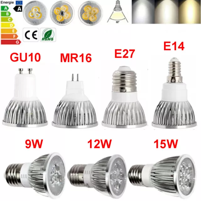 Dimmbare LED-Strahlerbirnen GU10 MR16 E27 E14 9W 12W 15W Helle Lampen 110V 220V