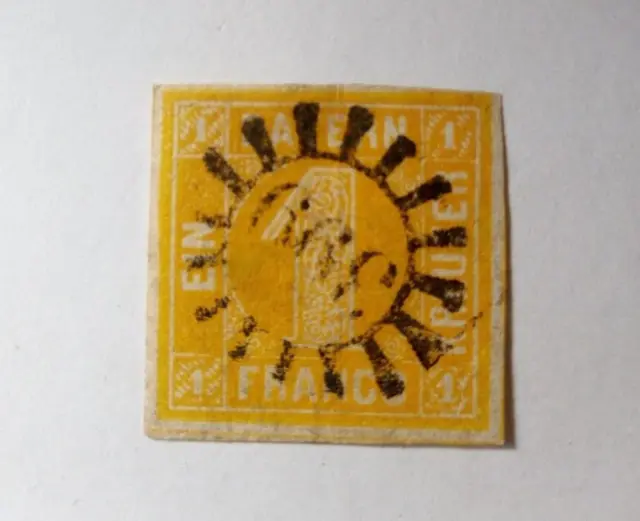 Briefmarken Königreich Bayern Altdeutschland Ein Kreuzer Farbe gelb