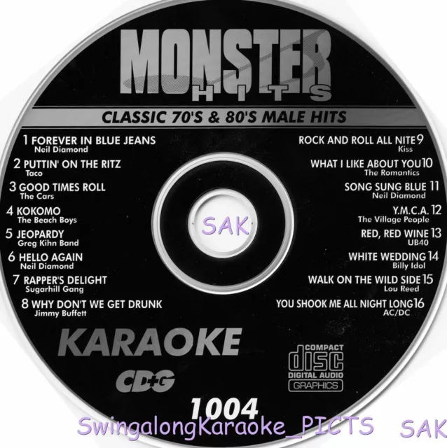 Karaoke CD+G MONSTER HITS Classic 70's & 80's Male Hits #1004 ,NEW