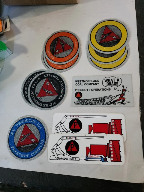 (13) NOS Vintage Westmoreland Prescott Operations Coal Mining Stickers