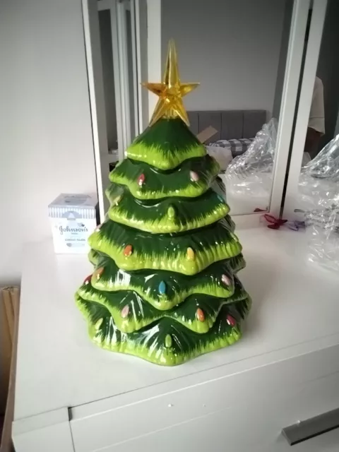 Mr Christmas Nostalgic Keramik Baum Keksglas 12"" beleuchteter Stern LEICHTE BESCHÄDIGUNGEN