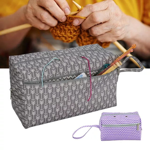 Portable Large Yarn Storage Bag Knitting Crochet Tote Organizer Holder Case