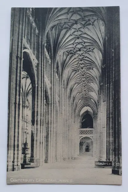 Unposted Vintage E. Crow & Son Postcard - Canterbury Cathedral Nave E. (b)