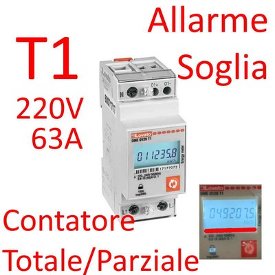 DME LOVATO CONTATORE ENERGIA DIN LCD CON SOGLIA ALLARME DME D120 T1 - DIG.40A 2U 1 