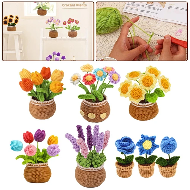 Kit bricolage bouquet de roses au crochet - Ensemble