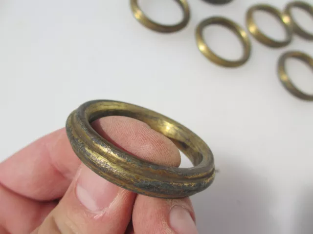 Antique Brass Curtain Rings Victorian Holder Hangers Vintage French x11 Solid 2"