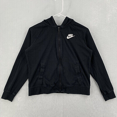 Nike Hoodie Jacket Full Zip Girls Size XL Black White Logo