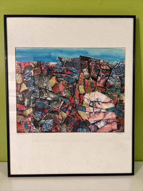 Schaffer Mixed Media Collage Art “Rockfall”, Artist Signed & Framed, 16x20”