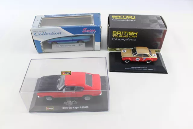 Ford Diecast Escort Saico MK1 & Bburago 1970 Capri Atlas Edition Boxed Cars