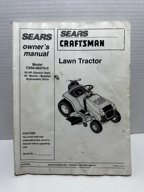Craftsman 20 hp sales riding mower manual