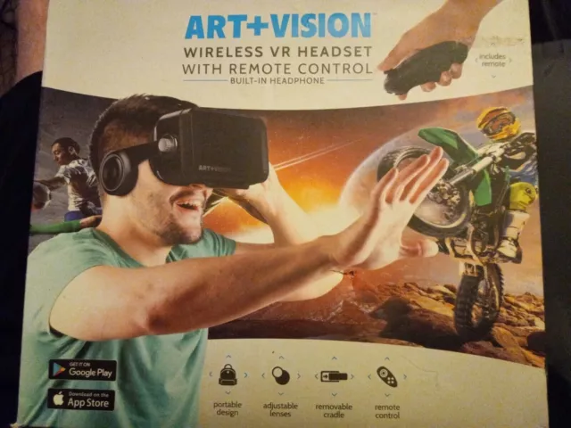 ART+VISION Wireless Phone VR Headset With Remote Control Built In Headphone