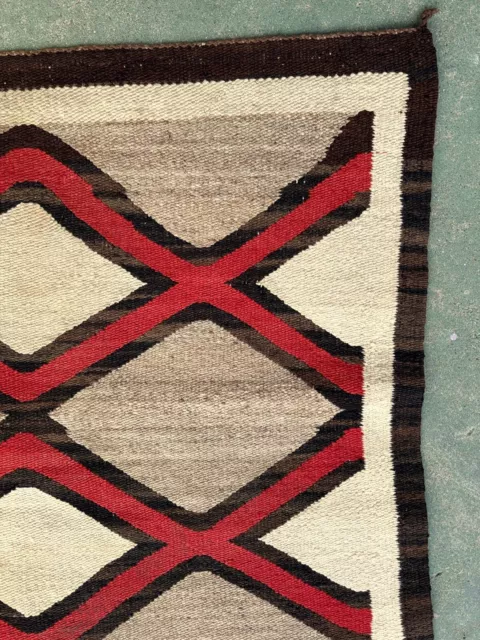 Antique Vtg Navajo Rug Textile Native American Indian Eye Dazzler 39x33" Weaving 3