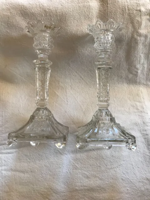 Paire de bougeoirs en verre XIXème. 2