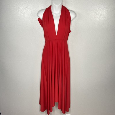 Moda International Dress Sz M Medium Convertible Red Halter Marilyn Monroe Look
