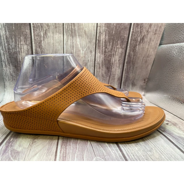 FITFLOP Banda Perforated Womens V35-592 Brown Flipflop Sandal Size 10