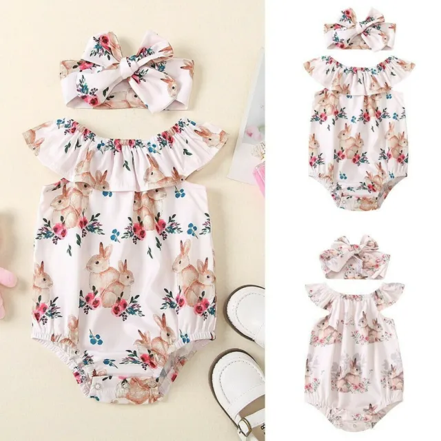 Set fascia body romper baby coniglietto di Pasqua abito stampato neonato 0-24 M