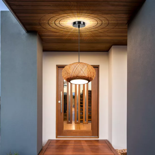 Bamboo Pendant Light Wicker Rattan Shade Fixture Art Asian Hanging Ceiling Lamp