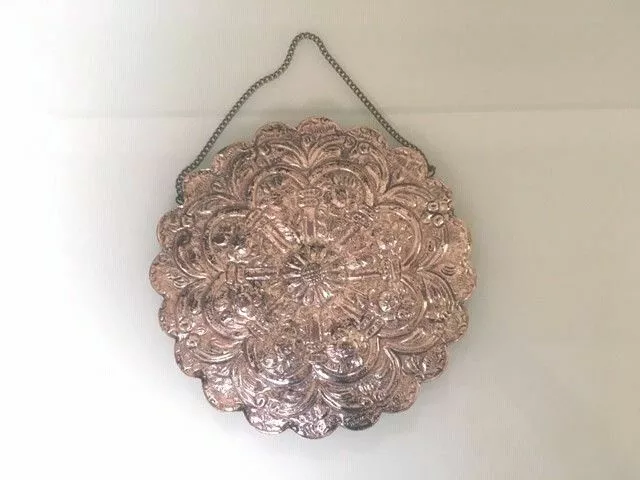 Large Vintage  Antique 900 Silver Turkish Persian Wedding Mirror Ornate Repousee