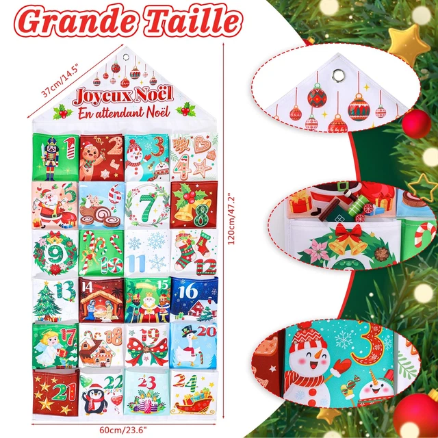 Calendrier De L’Avent à Remplir Soi-Même 2025 – 24 Sachets En Tissu Lin (16x20 Cm) – Décoration Et Cadeau Noël