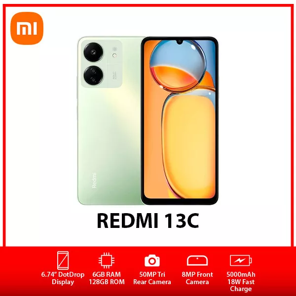 Xiaomi Redmi 13C Factory Unlocked Dual SIM 6GB RAM 128GB Storage-4G  LTE-BLACK