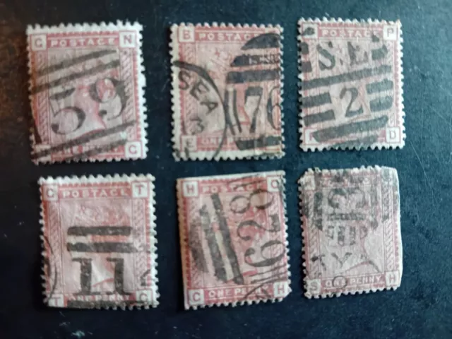 Great Britain stamps, Queen Victoria, 1d brown, lot of 6, 1880-81