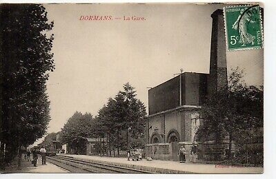 Dormans-marne-CPA 51-la gare - the train arrives in station