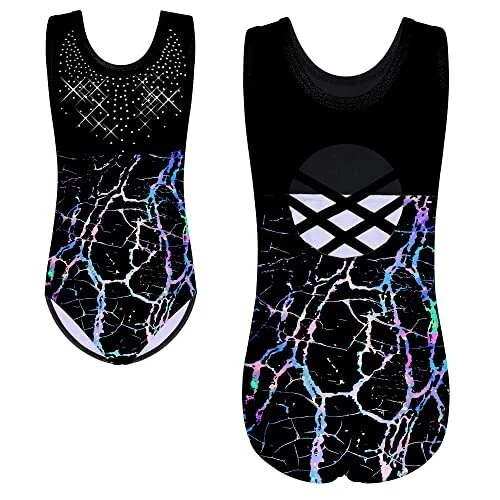 Gymnastics Leotards for Girls Shiny Diamond Dance Costumes Practice Outfits