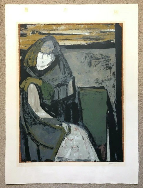 Zvi Mairovich Signed Limited Edition Screen Print Seated Woman 30x22 Israeli Art