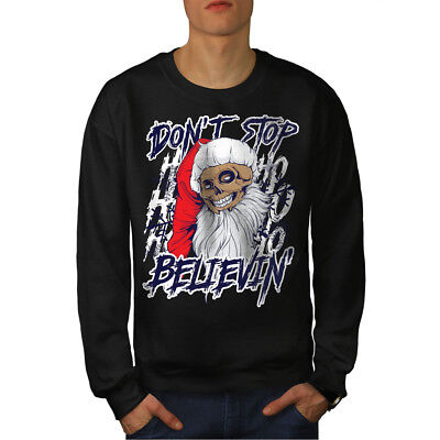 Wellcoda Santa Skull Fun Christmas Mens Sweatshirt,  Casual Pullover Jumper