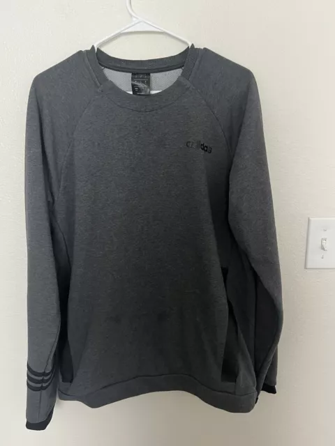 Women's Dark Gray & Black Adidas Heavyweight Crewneck Sweatshirt Size Medium