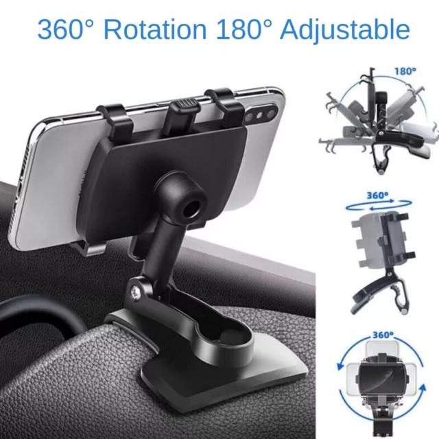 Universal 360° Clip On Dashboard Mobile Phone Holder In Car Mount Stand Cradle