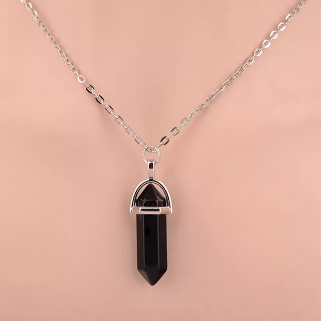 Natural Crystal Pendulum Quartz Stone Pendant Chakra Healing Gemstone Necklace 9