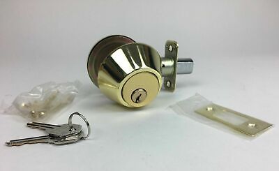 Single Cylinder Deadbolt Deadlock Polished Brass Entrance Door Lock (2) Sets