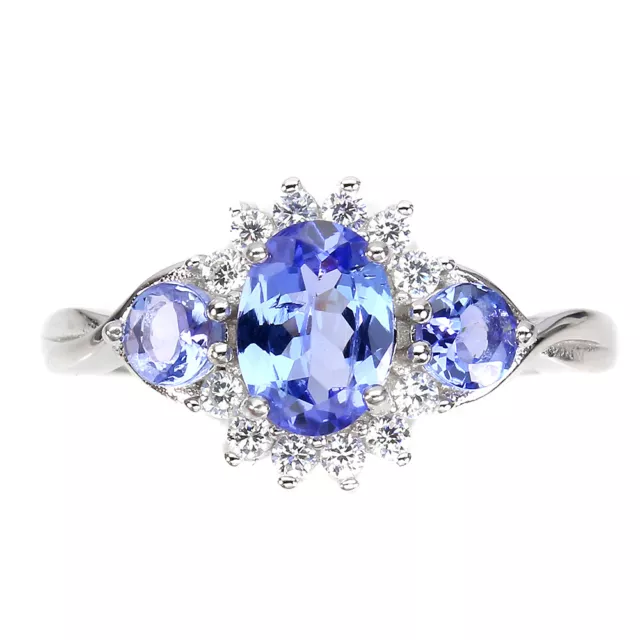 Non Chauffé Ovale Tanzanite Bleue 7x5mm Simulé Zircone 925 Argent Bague Taille