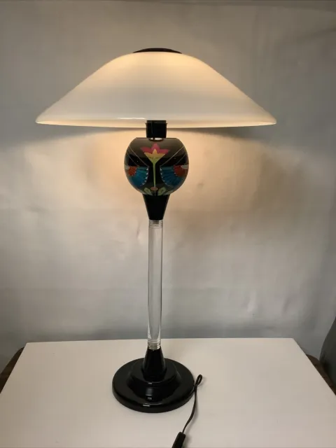 Lucite Modernist Lamp Southwest Design Enamel/Hand Painted Sign Patrizia HTF