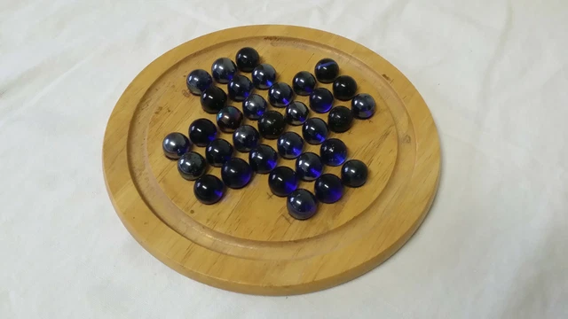 Grand Jeu De Solitaire En Bois - Billes En Marbre Yooperlite - 33 Cm - UV