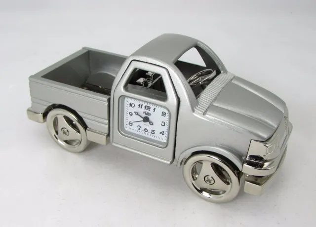 Sanis  PICK UP TRUCK Silver Desk Clock Gift "New in box"