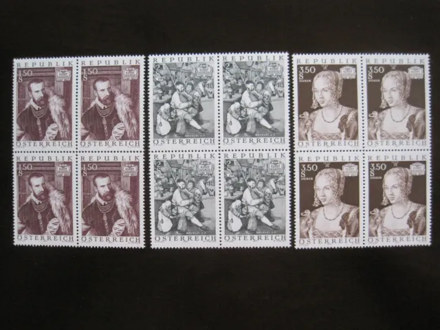 Österreich MiNr. 1360-1362  Viererblock  postfrisch**   (GB 1742)