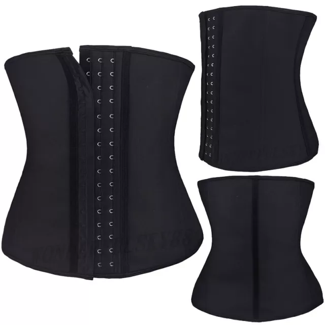 UK Women Latex Waist Clincher Training Trainer Body Shaper Underbust Corset Belt