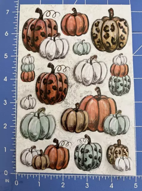 Vintage Pumpkins Fall Autumn Harvest 3D Stickers Planner Crafts Scrapbook Cards